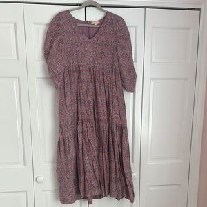 Pink Chicken Long Sleeve Floral Dress - Purple and Pink